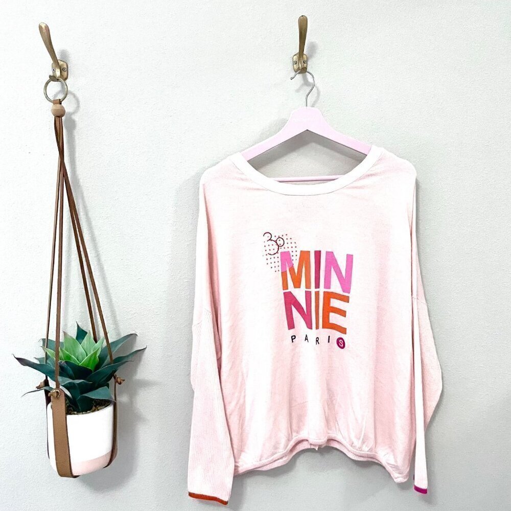 NWT Disneyland Paris Minnie Mouse Pink Long-Sleeve Knit Top Women’s XL
